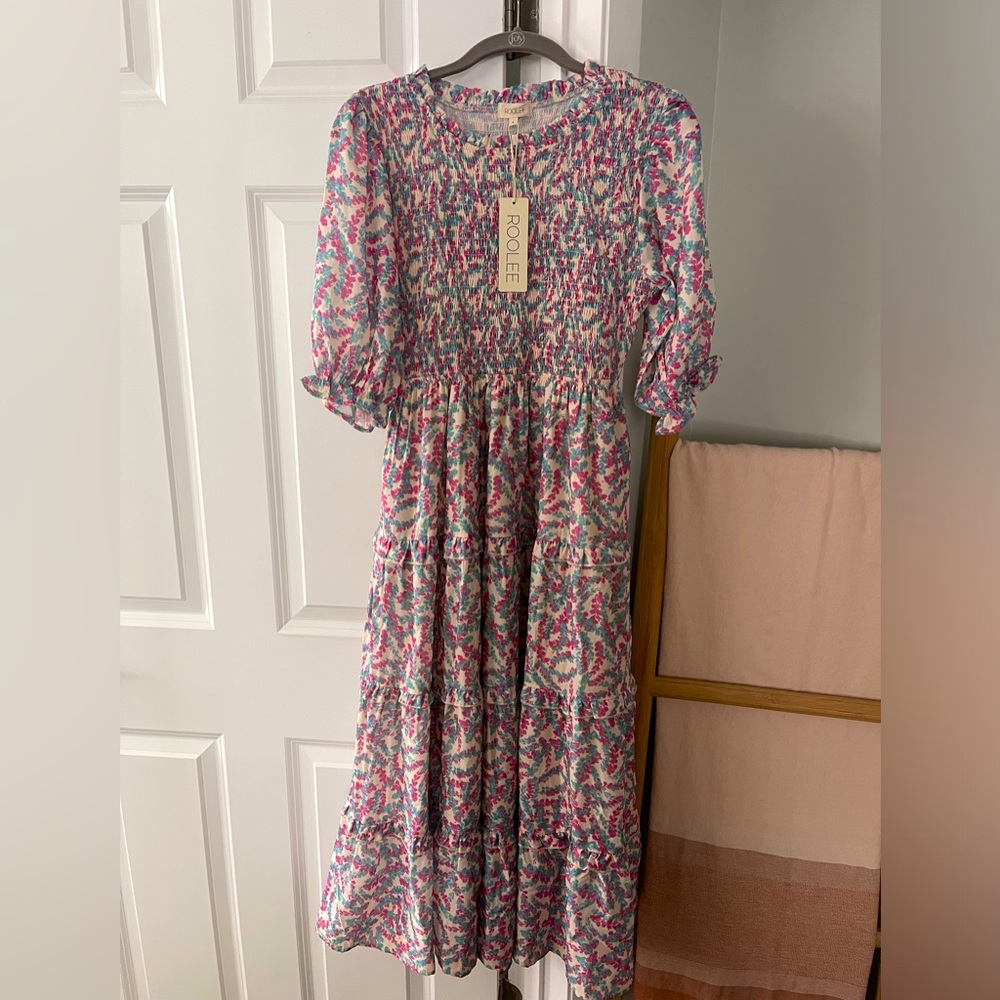 ✨NWT ROOLEE smocked midi dress with pockets!✨